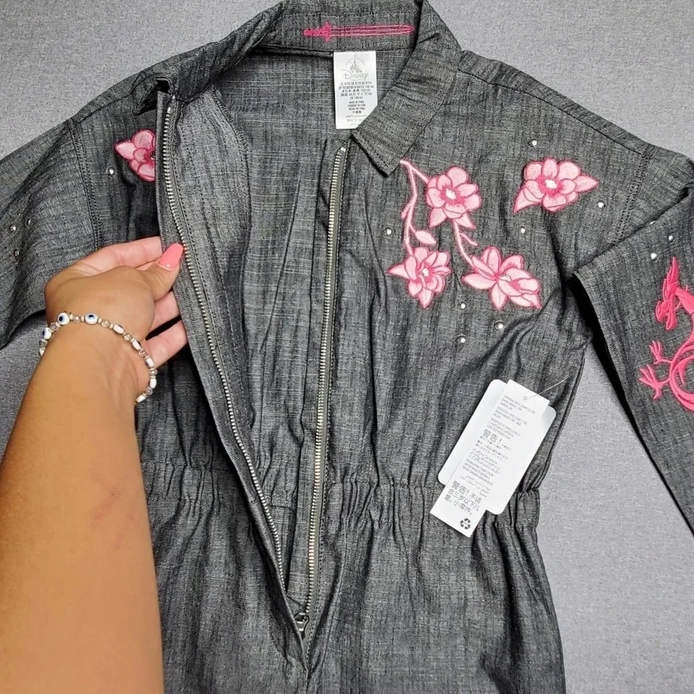 Disney Mulan Pink‎ Floral Embroidered Jumpsuit